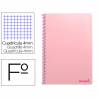 Cuaderno espiral liderpapel folio smart tapa blanda 80h 60gr cuadro 4mm con margen color rosa - BF97