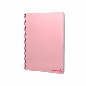 Cuaderno espiral liderpapel folio smart tapa blanda 80h 60gr cuadro 4mm con margen color rosa