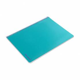 Cuaderno espiral liderpapel folio smart tapa blanda 80h 60gr cuadro 4mm con margen color turquesa