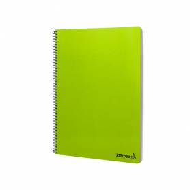 Cuaderno espiral liderpapel folio smart tapa blanda 80h 60gr cuadro 4mm con margen color verde