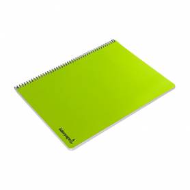 Cuaderno espiral liderpapel folio smart tapa blanda 80h 60gr cuadro 4mm con margen color verde