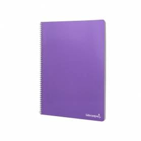 Cuaderno espiral liderpapel folio smart tapa blanda 80h 60gr cuadro 4mm con margen color violeta