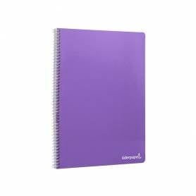 Cuaderno espiral liderpapel folio smart tapa blanda 80h 60gr cuadro 4mm con margen color violeta