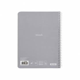 Cuaderno espiral liderpapel cuarto smart tapa blanda 80h 60gr cuadro 8mm con margen colores surtidos