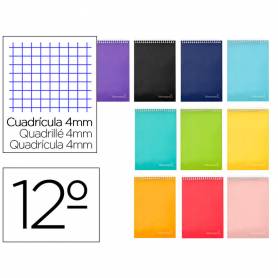 Cuaderno espiral liderpapel bolsillo doceavo apaisado witty tapa dura 80h 75gr cuadro 4 mm colores surtidos