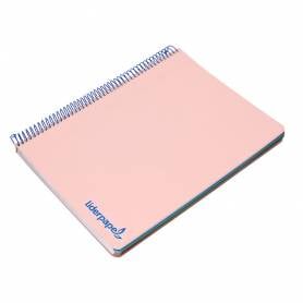 Cuaderno espiral liderpapel a4 micro wonder tapa plastico 120h 90 gr cuadro 5 mm 5 bandas 4 taladros color rosa