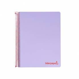 Cuaderno espiral liderpapel a4 micro wonder tapa plastico 120h 90 gr cuadro 5 mm 5 banda4 taladros color lila