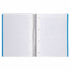 Cuaderno espiral liderpapel a4 micro wonder tapa plastico 120h 90 gr cuadro 5 mm 5 banda4 taladros color lila