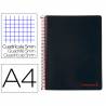 Cuaderno espiral liderpapel a4 micro wonder tapa plastico 120h 90 gr cuadro 5 mm 5 bandas 4 taladros color negro - BA85