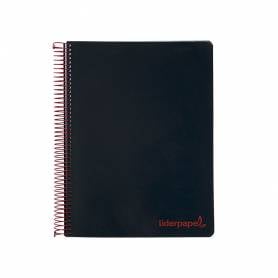 Cuaderno espiral liderpapel a4 micro wonder tapa plastico 120h 90 gr cuadro 5 mm 5 bandas 4 taladros color negro