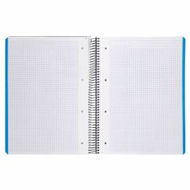 Cuaderno espiral liderpapel a4 micro wonder tapa plastico 120h 90 gr cuadro 5 mm 5 banda4 taladros color azul marino