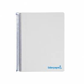 Cuaderno espiral liderpapel a4 micro wonder tapa plastico 120h 90 gr cuadro 5 mm 5 bandas 4 taladros color gris