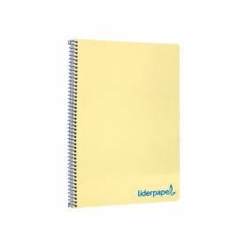 Cuaderno espiral liderpapel a4 wonder tapa plastico 80h 90gr cuadro 4mm con margen color amarillo