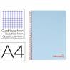 Cuaderno espiral liderpapel a4 wonder tapa plastico 80h 90gr cuadro 4mm con margen color azul - TH01