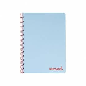 Cuaderno espiral liderpapel a4 wonder tapa plastico 80h 90gr cuadro 4mm con margen color azul