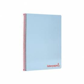 Cuaderno espiral liderpapel a4 wonder tapa plastico 80h 90gr cuadro 4mm con margen color azul