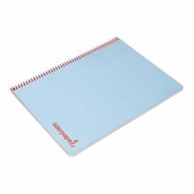 Cuaderno espiral liderpapel a4 wonder tapa plastico 80h 90gr cuadro 4mm con margen color azul