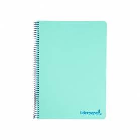 Cuaderno espiral liderpapel a4 wonder tapa plastico 80h 90gr cuadro 4mm con margen color verde