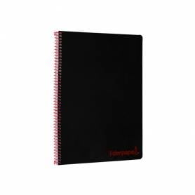 Cuaderno espiral liderpapel a4 wonder tapa plastico 80h 90gr cuadro 4mm con margen color negro