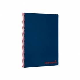 Cuaderno espiral liderpapel a4 wonder tapa plastico 80h 90gr cuadro 4mm con margen color azul marino