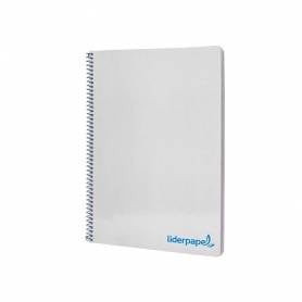 Cuaderno espiral liderpapel a4 wonder tapa plastico 80h 90gr cuadro 4mm con margen color gris