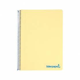 Cuaderno espiral liderpapel a5 micro wonder tapa plastico 120h 90g cuadro 5mm 5 bandas 6 taladros color amarillo