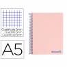 Cuaderno espiral liderpapel a5 micro wonder tapa plastico 120h 90g cuadro 5mm 5 bandas 6 taladros color rosa - BJ15