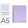 Cuaderno espiral liderpapel a5 micro wonder tapa plastico 120h 90g cuadro 5mm 5 bandas 6 taladros color violeta - BJ18