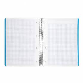 Cuaderno espiral liderpapel a5 micro wonder tapa plastico 120h 90g cuadro 5mm 5 bandas 6 taladros color negro