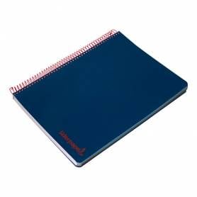 Cuaderno espiral liderpapel a5 micro wonder tapa plastico 120h 90g cuadro 5mm 5 bandas 6 taladros color azul marino