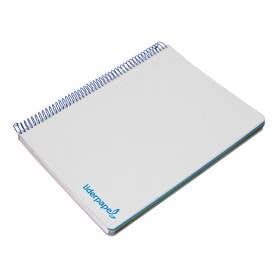 Cuaderno espiral liderpapel a5 micro wonder tapa plastico 120h 90g cuadro 5mm 5 bandas 6 taladros color gris