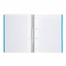 Cuaderno espiral liderpapel a5 micro wonder tapa plastico 120h 90g cuadro 5mm 5 bandas 6 taladros color gris