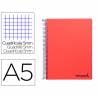 Cuaderno espiral liderpapel a5 micro wonder tapa plastico 120h 90g cuadro 5mm 5 bandas 6 taladros color rojo - BJ70