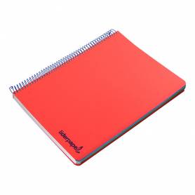 Cuaderno espiral liderpapel a5 micro wonder tapa plastico 120h 90g cuadro 5mm 5 bandas 6 taladros color rojo