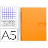 Cuaderno espiral liderpapel a5 micro crafty tapa forrada 120h 90 gr cuadro 5mm 5 bandas6 taladros color naranja - BJ13