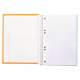 Cuaderno espiral liderpapel a5 micro crafty tapa forrada 120h 90 gr cuadro 5mm 5 bandas6 taladros color naranja