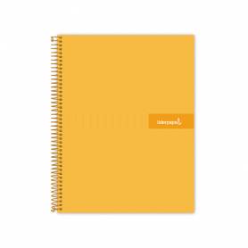 Cuaderno espiral liderpapel a5 micro crafty tapa forrada 120h 90 gr cuadro 5mm 5 bandas6 taladros color naranja