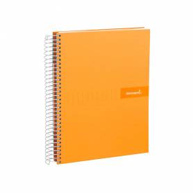 Cuaderno espiral liderpapel a5 micro crafty tapa forrada 120h 90 gr cuadro 5mm 5 bandas6 taladros color naranja