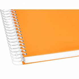 Cuaderno espiral liderpapel a5 micro crafty tapa forrada 120h 90 gr cuadro 5mm 5 bandas6 taladros color naranja