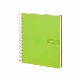 Cuaderno espiral liderpapel a5 micro crafty tapa forrada 120h 90 gr cuadro 5mm 5 bandas6 taladros color verde