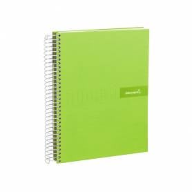 Cuaderno espiral liderpapel a5 micro crafty tapa forrada 120h 90 gr cuadro 5mm 5 bandas6 taladros color verde