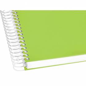 Cuaderno espiral liderpapel a5 micro crafty tapa forrada 120h 90 gr cuadro 5mm 5 bandas6 taladros color verde