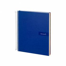 Cuaderno espiral liderpapel a5 micro crafty tapa forrada 120h 90 gr cuadro 5mm 5 bandas6 taladros color azul