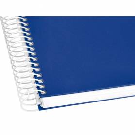 Cuaderno espiral liderpapel a5 micro crafty tapa forrada 120h 90 gr cuadro 5mm 5 bandas6 taladros color azul