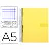 Cuaderno espiral liderpapel a5 micro crafty tapa forrada 120h 90 gr cuadro 5mm 5 bandas6 taladros color amarillo - BJ71