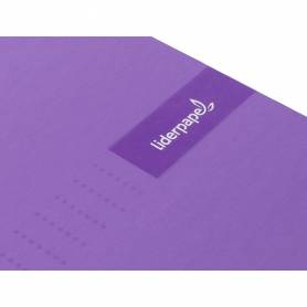 Cuaderno espiral liderpapel a5 micro crafty tapa forrada 120h 90 gr cuadro 5mm 5 bandas6 taladros color violeta