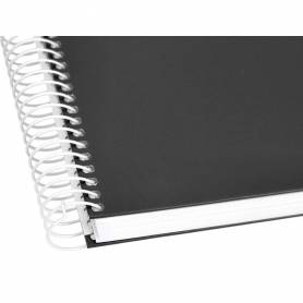 Cuaderno espiral liderpapel a5 micro crafty tapa forrada 120h 90 gr cuadro 5mm 5 bandas6 taladros color negro