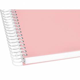 Cuaderno espiral liderpapel a5 micro crafty tapa forrada 120h 90 gr cuadro 5mm 5 bandas6 taladros color rosa