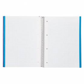 Cuaderno espiral liderpapel a4 micro jolly tapa forrada 140h 75 gr cuadro 5mm 5 bandas 4 taladros color lila