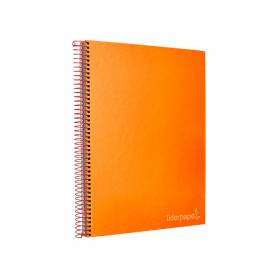 Cuaderno espiral liderpapel a4 micro jolly tapa forrada 140h 75 gr cuadro 5mm 5 bandas4 taladros color naranja